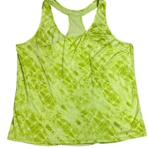 Reitman’s Hyba Yellowy Apple Green Patterned Lightweight Racer Back Tank 2X